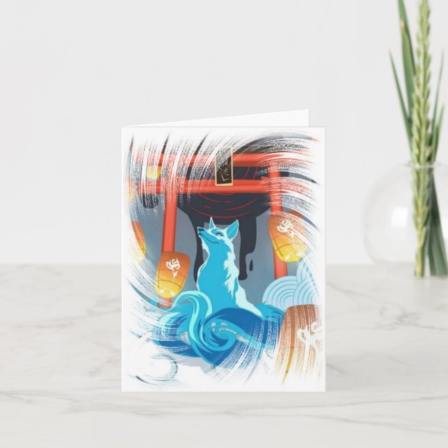 Renard japonais et Carte de remerciements de pagod (Devant)