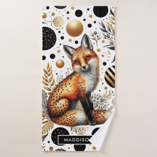 Renard mignon et points sans couture (Serviette de bain)