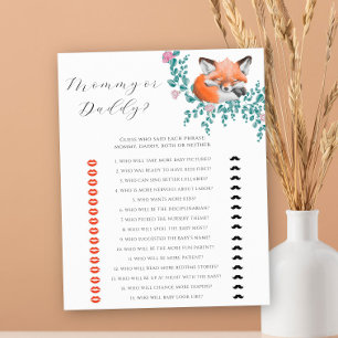 Renard mignon - jeu de baby shower maman ou papa