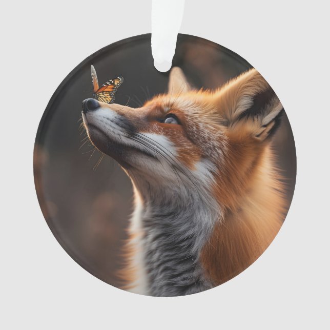 Renard mou avec papillon assis sur son nez (devant)