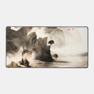 Renard mystique printanier de montagne embrumée mi