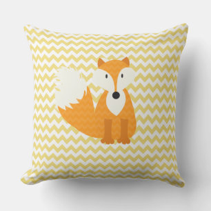 Renard orange sur Chevron jaune Coussin extérieur
