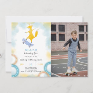 Renard Patinage Anniversaire Invitation Avec Photo