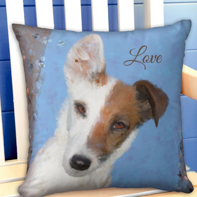 Renard peint Terrier Amoureux des chiens Coussin (Créateur téléchargé)