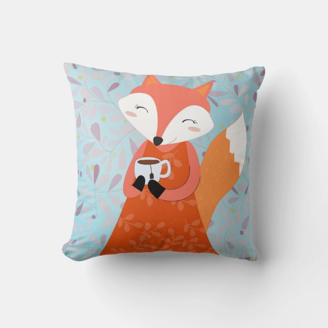 Renard rouge avec le coussin mignon de tasse de (Recto)
