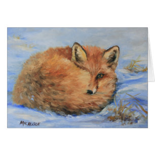 Renard rouge dans la carte de voeux neige