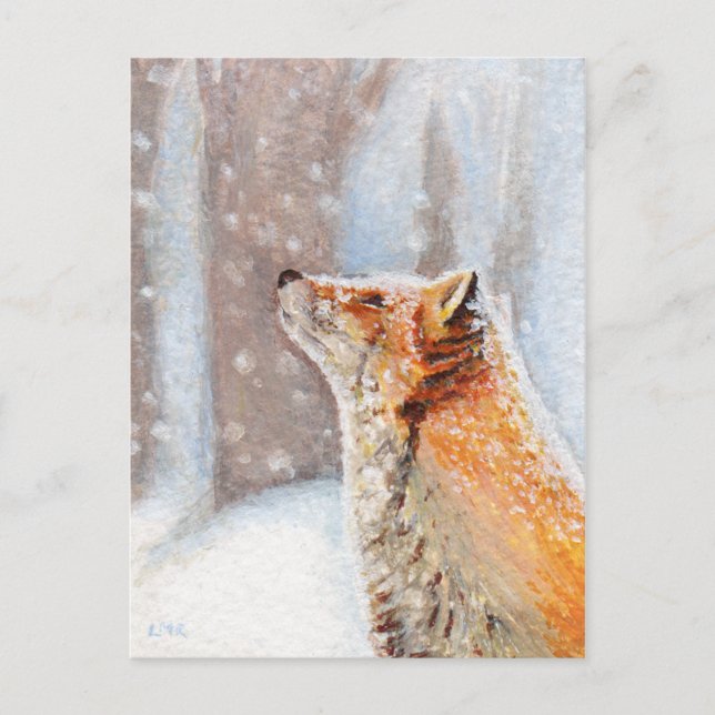 Renard rouge dans la carte postale Peinture de nei (Devant)