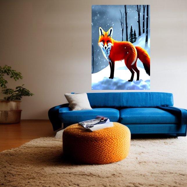 Renard rouge dans la neige | AI Art Poster (Créateur téléchargé)