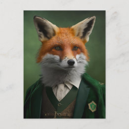 Renard rouge dans une carte postale verte St. Patr