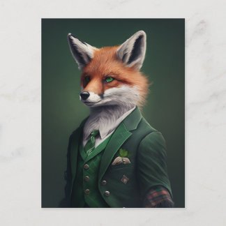 Renard rouge dans une carte postale verte St. Patr