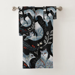 Renards bleus stylisés avec des motifs floraux com