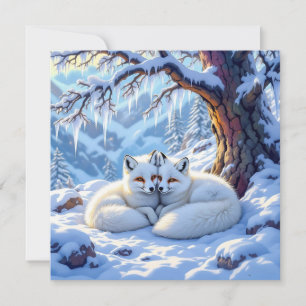 Renards d'hiver sur une journée hivernale enneigée