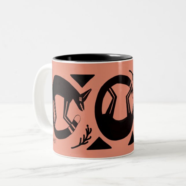 Renards et fleurs anciens sur mug orange (Devant gauche)