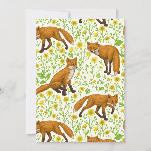 Renards et papillons sur le blanc naturel (Devant)