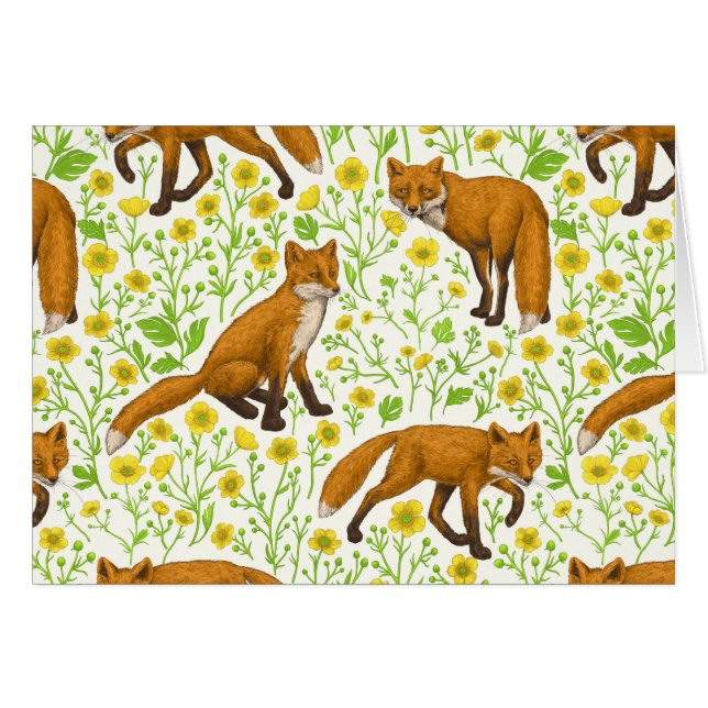 Renards et papillons sur le blanc naturel (Devant horizontal)
