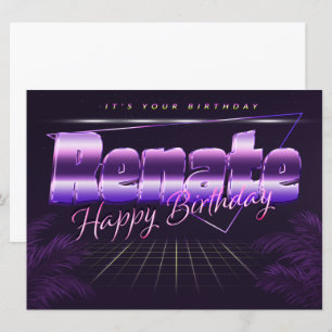 Renate Name Prénom lila retro Carte Anniversaire