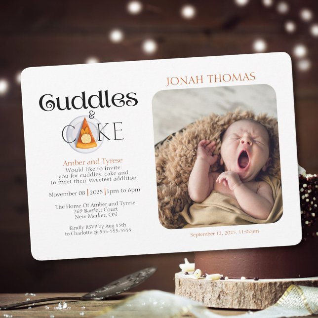 Rencontre avec bébé : invitation douceurs et gâtea (Cuddles and cake invitation to meet baby and share sweetness!)