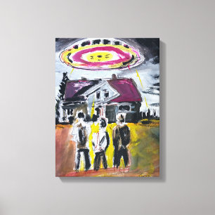 Rencontre rétro UFO Impression sur toile néo-expre
