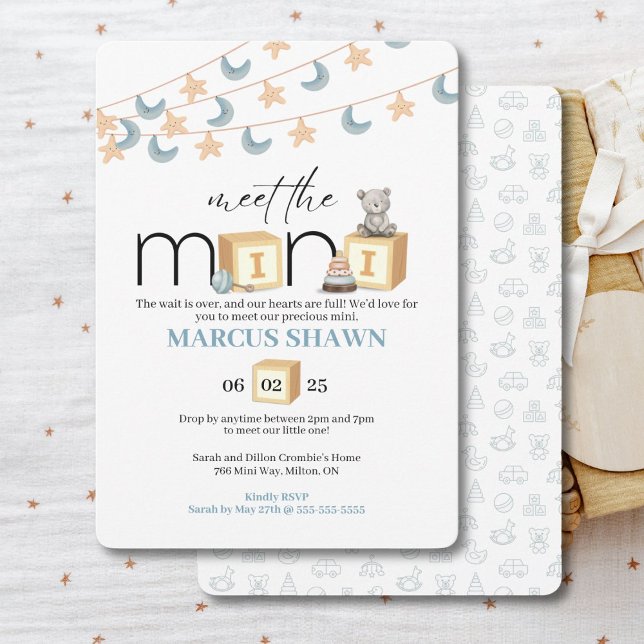 Rencontrez La Mini Baby Welcome Invitation (Adorable invitation to introduce your new mini to the world.)