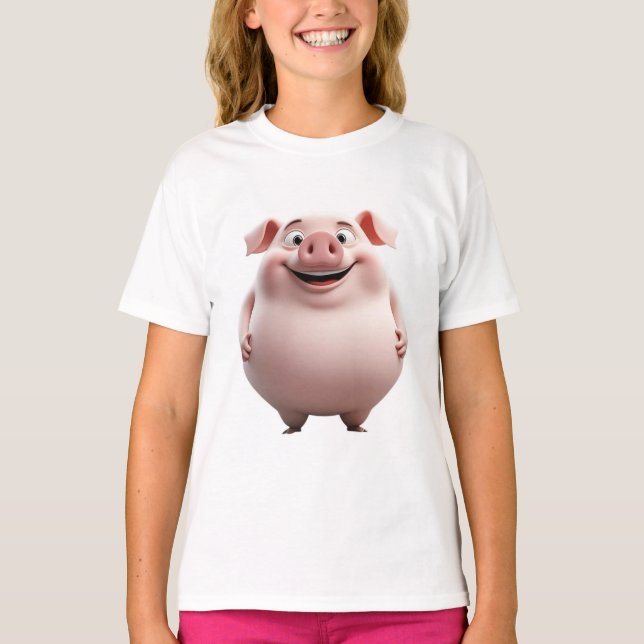 Rencontrez le cochon rose Squishy ! T-Shirt Sourir (Devant)
