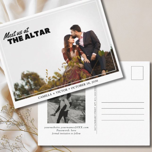 Rencontrez-nous à l'autel Carte postale de mise en (Meet us at the Altar Destination Wedding)