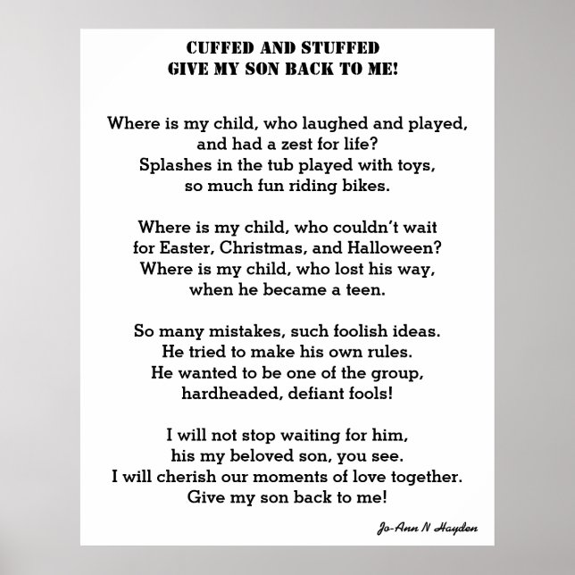 RENDEZ-MOI LE POÈME DE MON FILS Poster (Devant)