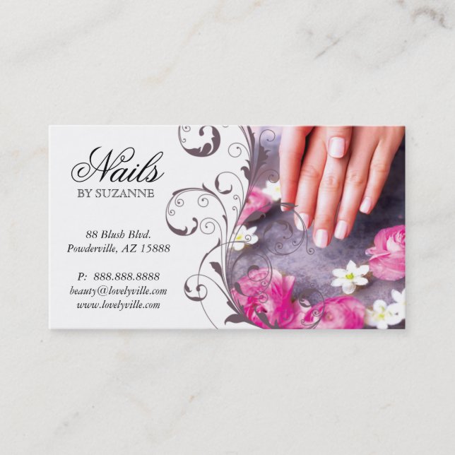 Rendez-vous 122 Nail Salon Carte de visite rose Taupe (Devant)