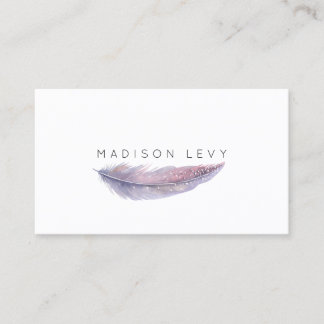 Rendez-vous Aquarelle Feather Simple Carte de visite chic