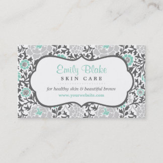 Rendez-vous avec le Gray and Aqua Floral Damask
