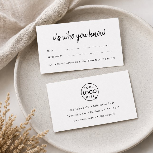 Rendez-vous Carte de recommandation | Coupon de parrainage d'a (Minimalist refer a friend card for salons, realtors, boutiques, and local services.)