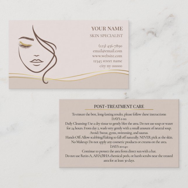 Rendez-vous Carte de soins après-traitement de beauté et de pe (Devant / Derrière)
