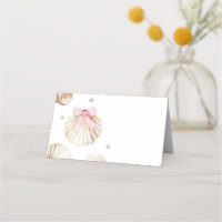 Carte de tente pour bébé fille ruban rose coquilla