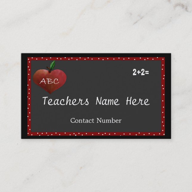 Rendez-vous Carte de visite d'Apple de coeur de professeurs (Devant)