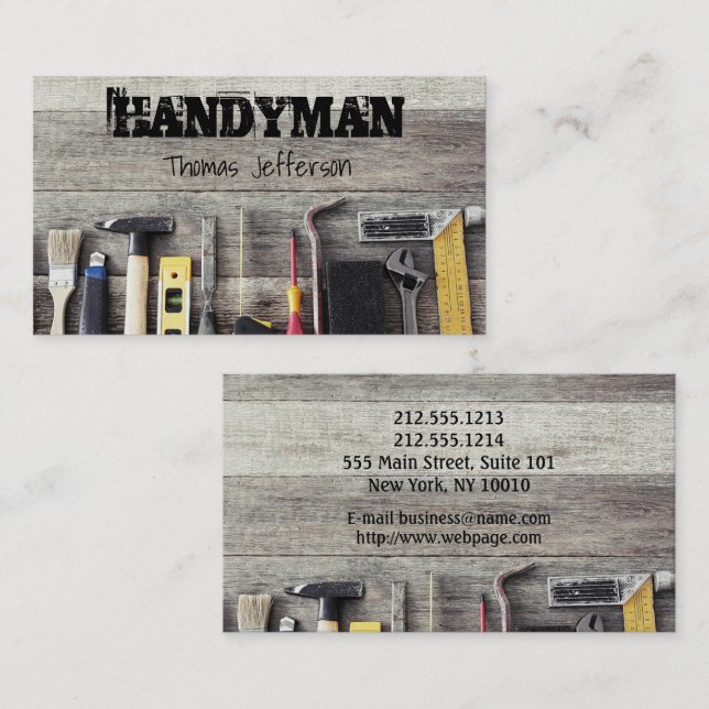 Rendez-vous Carte de visite de maintenance Handyman (Devant / Derrière)