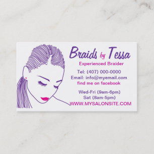 Rendez-vous Carte de visite de salon de tressage de cheveux