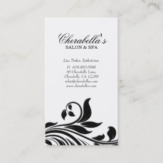 Rendez-vous Carte de visite de salon Élégant floral Blanc noir