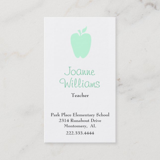 Rendez-vous Carte de visite élégant de professeur d'Apple (Devant)