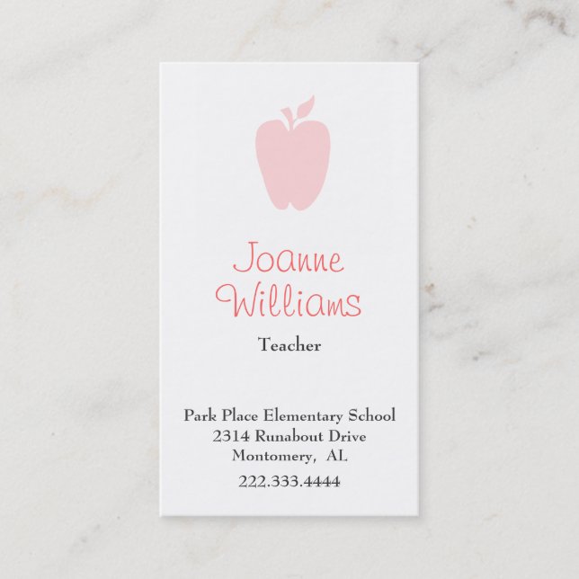 Rendez-vous Carte de visite élégant de professeur d'Apple (Devant)