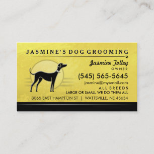 Rendez-vous Carte de visite jaune de Groomer de chien et noir