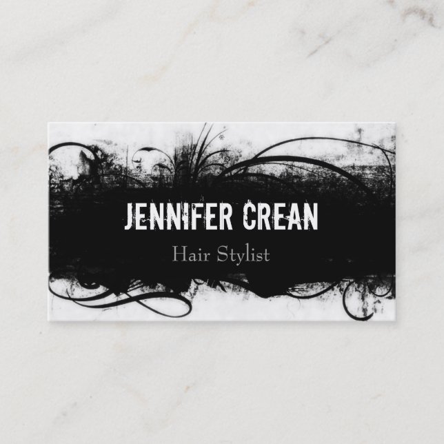 Rendez-vous Carte de visite noir et blanc grunge (Devant)