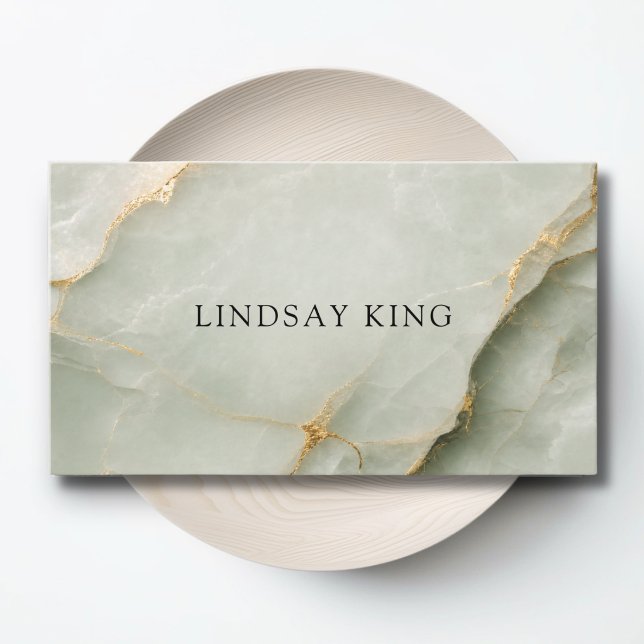 Rendez-vous Carte de visite QR Code au marbre vert sauge éléga (Elegant Sage Green Marble QR Code Business Card)