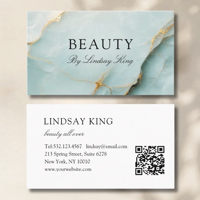 Rendez-vous Carte de visite QR Code en marbre bleu élégant (Elegant Blue Marble QR Code Business Card)