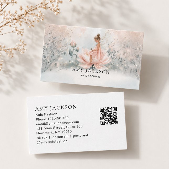 Rendez-vous Carte de visite QR Code Fée Capriceuse (Whimsical Fairy QR Code Business Card)