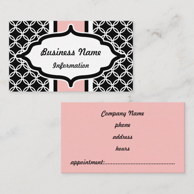 Rendez-vous Carte de visite rose et noir professionnelle (Devant / Derrière)