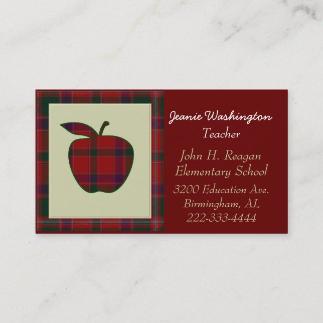 Rendez-vous Carte de visite rouge d'Apple du plaid du (Devant)