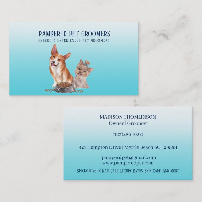 Rendez-vous Carte de visite Spa de chien de chien de taille (Devant / Derrière)