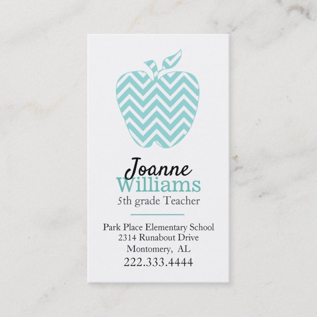 Rendez-vous Chevron Apple Enseignants Carte de visite personna (Devant)