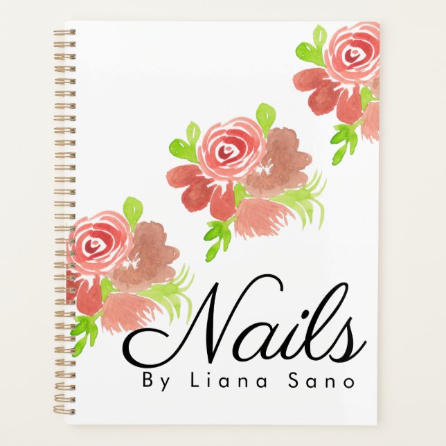 Rendez-vous d'artiste pour ongles floraux à l'aqua (Devant)