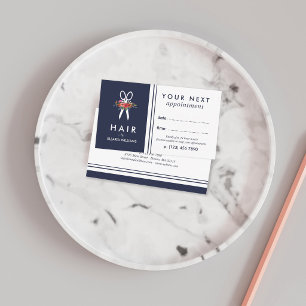 Rendez-vous de coiffeur Floral Ciseaux Bleu Marine