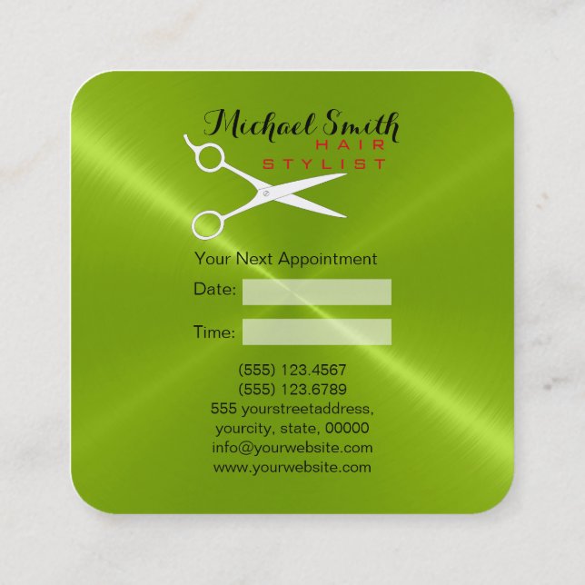 Rendez-vous de coiffeur Métal Vert Inoxydable (Dos)